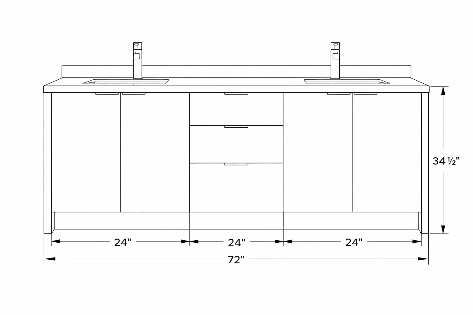 White Oak Double Sink Bathroom Vanity Cabinet with Quartz Top