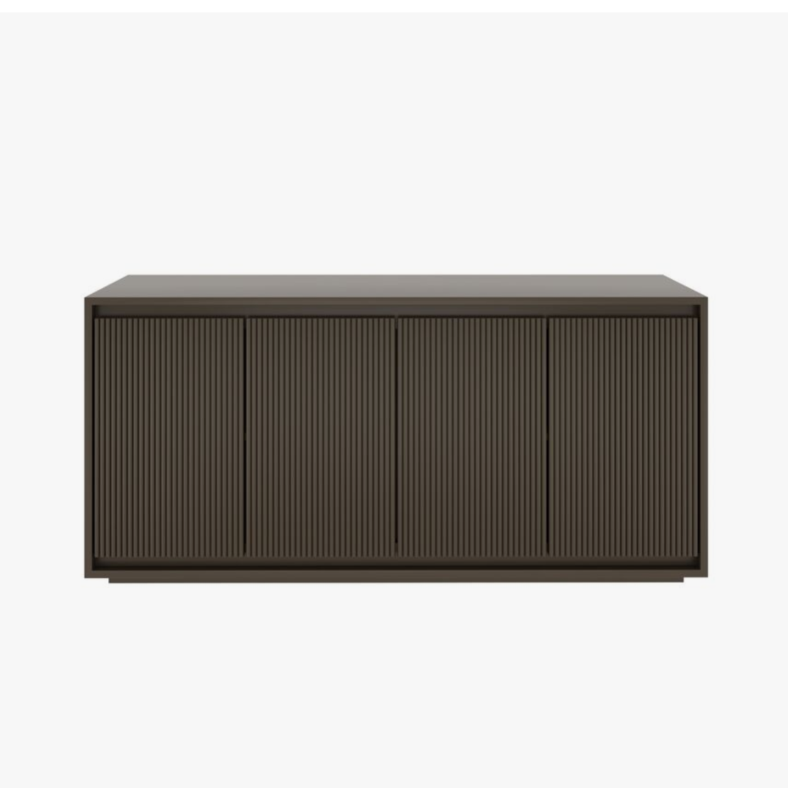  Rich espresso brown painted console cabinet with vertical fluting