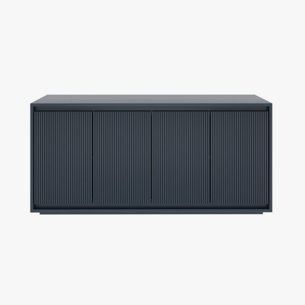 Painted fluted console cabinet in deep navy blue from the Mono collection