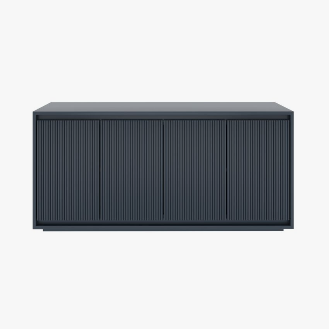 Painted fluted console cabinet in deep navy blue from the Mono collection
