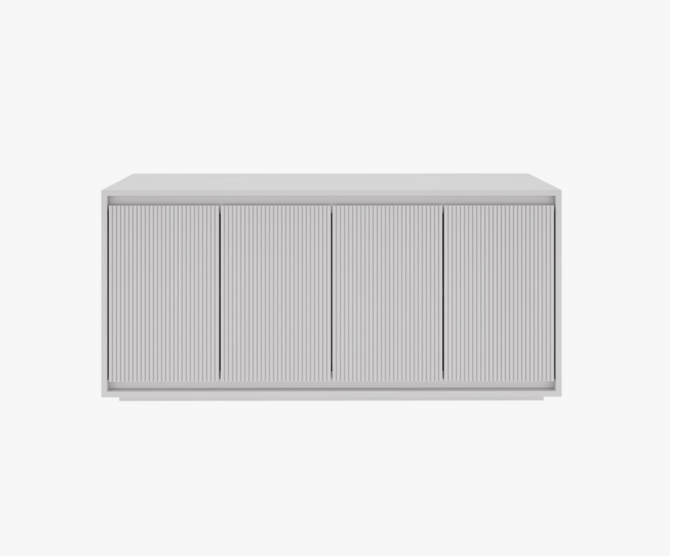 Clean-lined fluted cabinet in painted white from the Mono console series